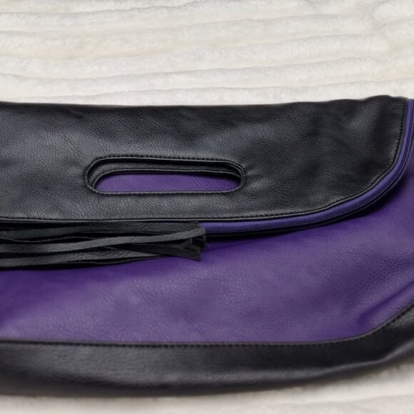 Handbags - Purple & Black Oversized Clutch / Foldover Bag – Statement Chic
